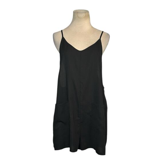 Shein Black Double Pocket Sleeveless Racerback Romper Medium - Picture 1 of 13